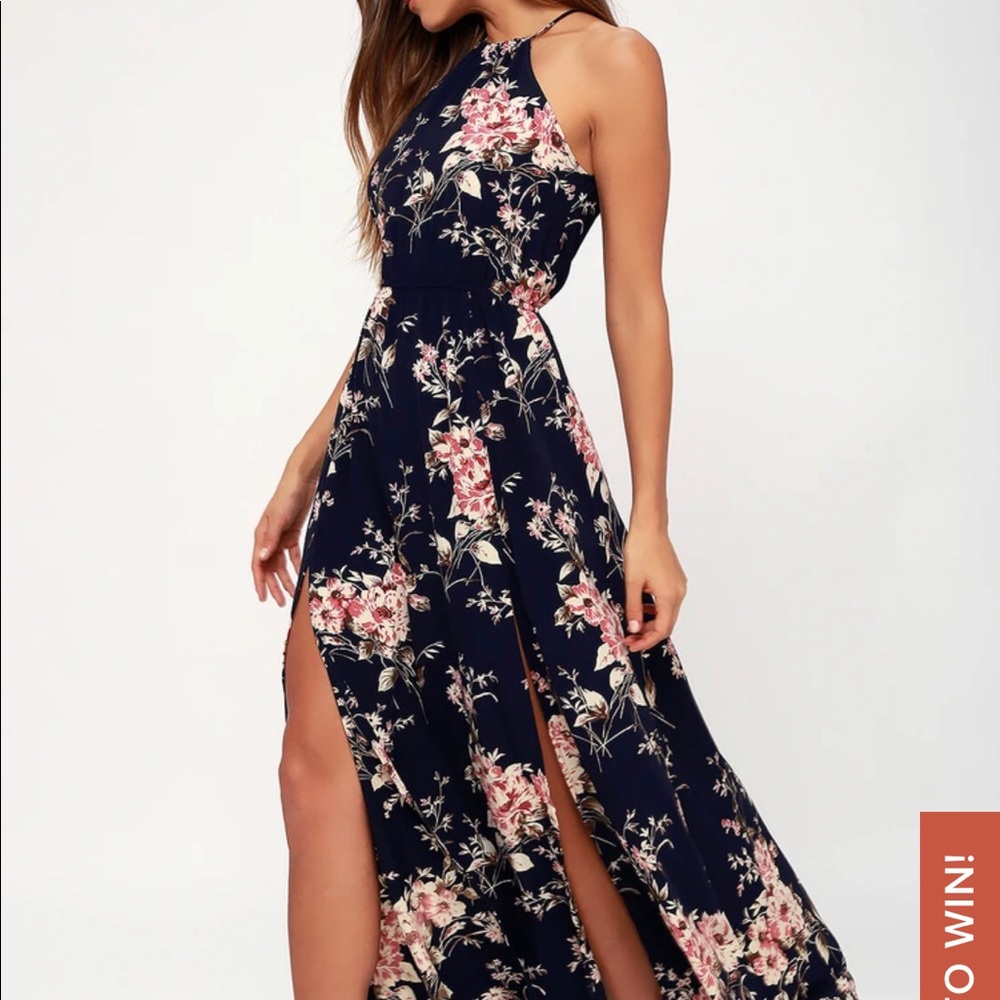 Feel the Music Midnight Blue Floral Print Maxi